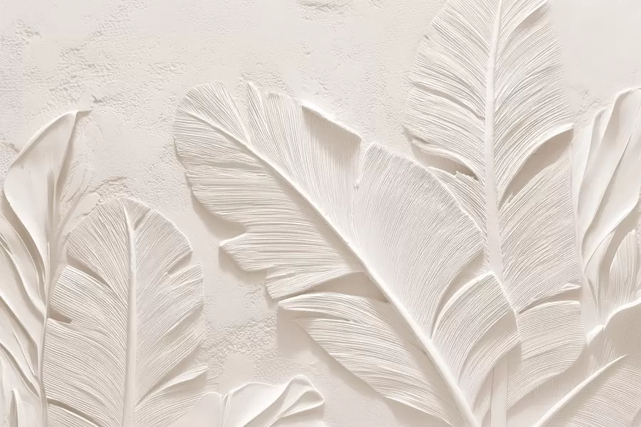 Fototapeta Liście reliefowe w ciepłych beżowo-piaskowych odcieniach w09307v1