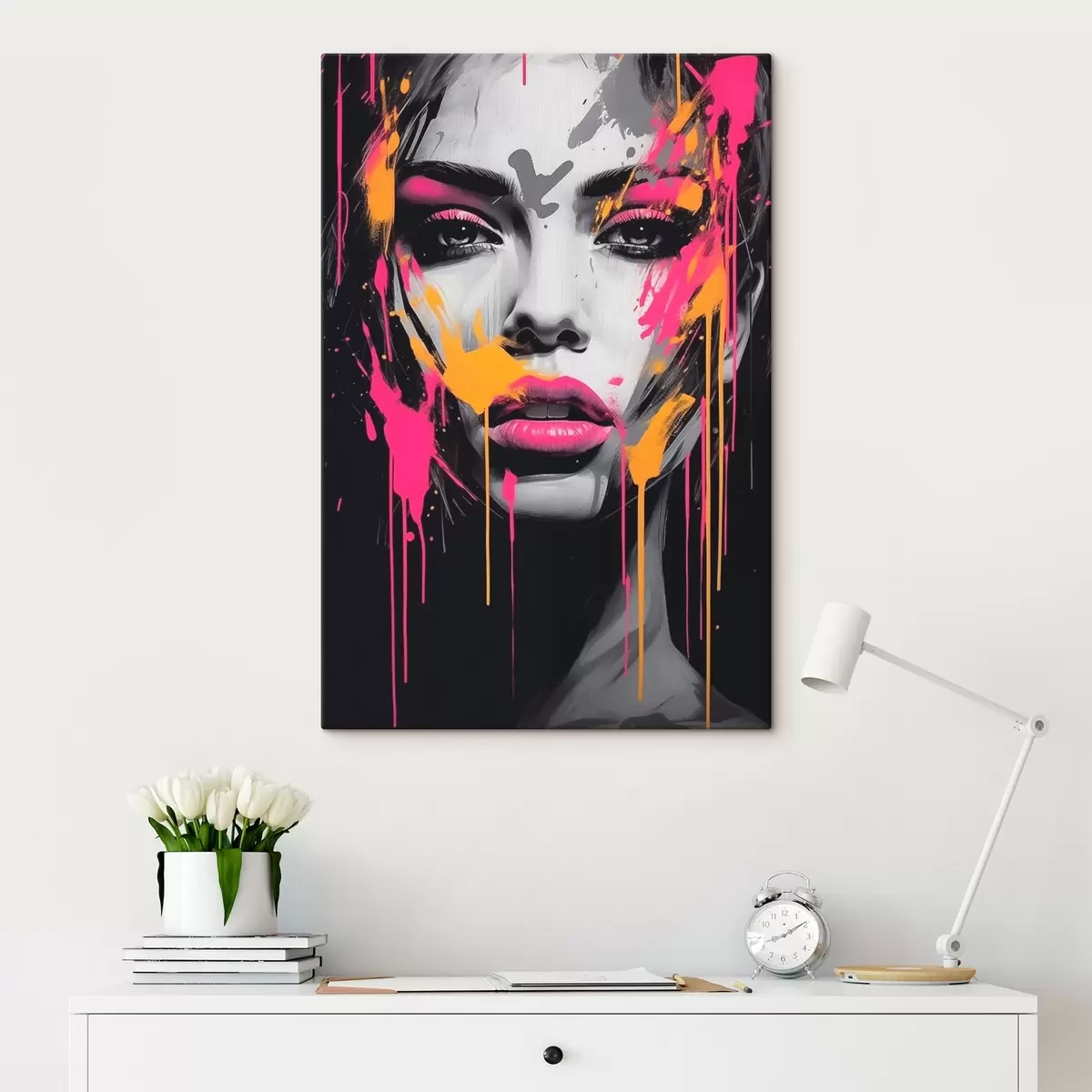 Obraz Portret kobiety z farbami s45318