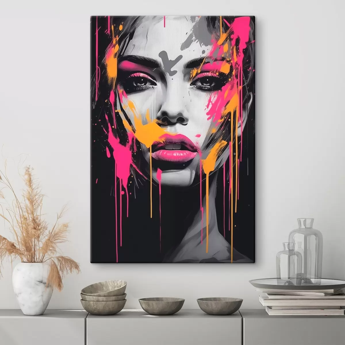 Obraz Portret kobiety z farbami s45318
