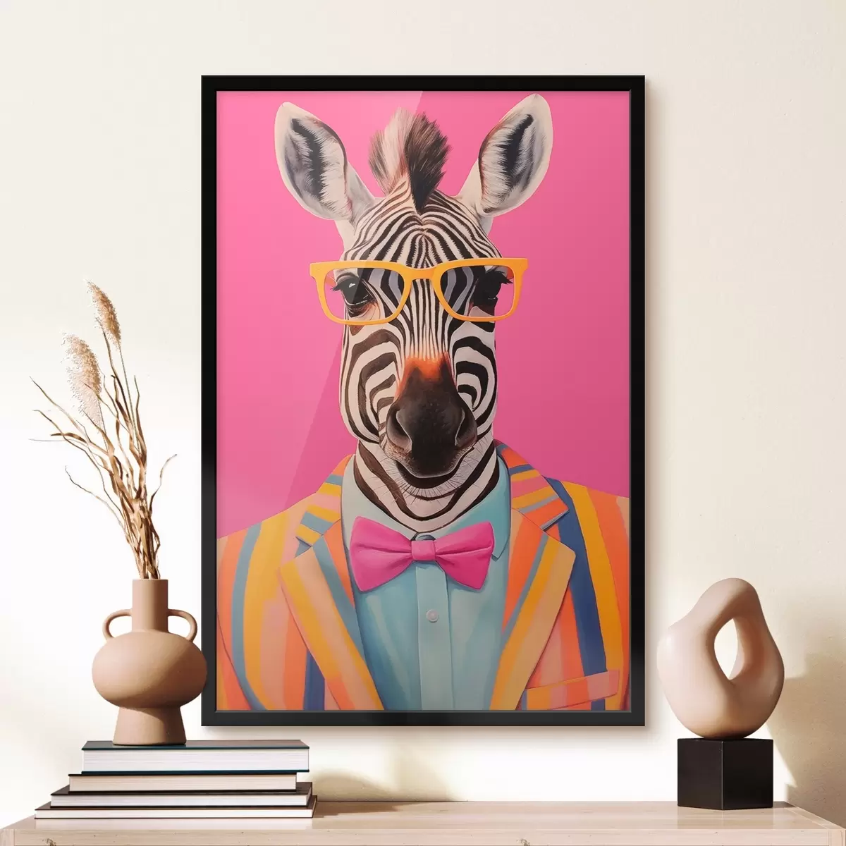 Plakat Zebra w garniturze i okularach f45307