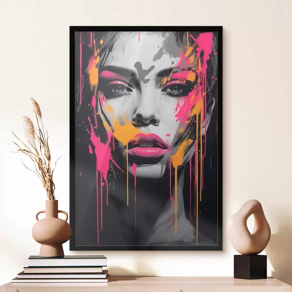 Plakat Portret kobiety z farbami f45318