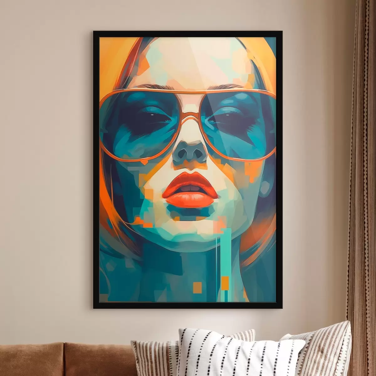Plakat Abstrakcyjny portret kobiety w okularach przeciwsłonecznych f45328