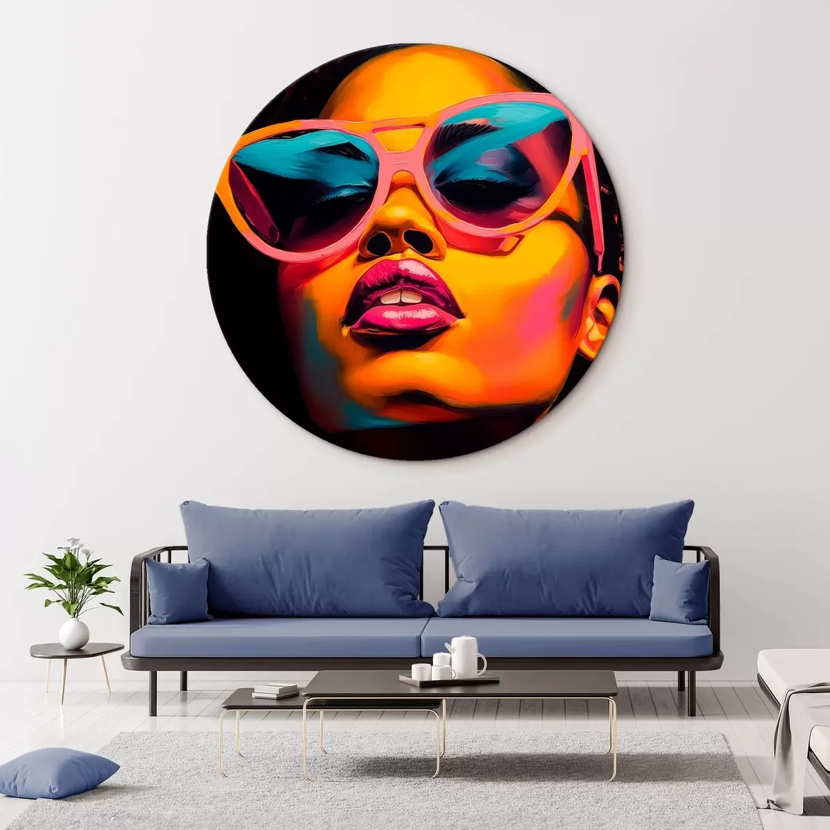 Okrągłe obrazy Portret kobiety w okularach r45310
