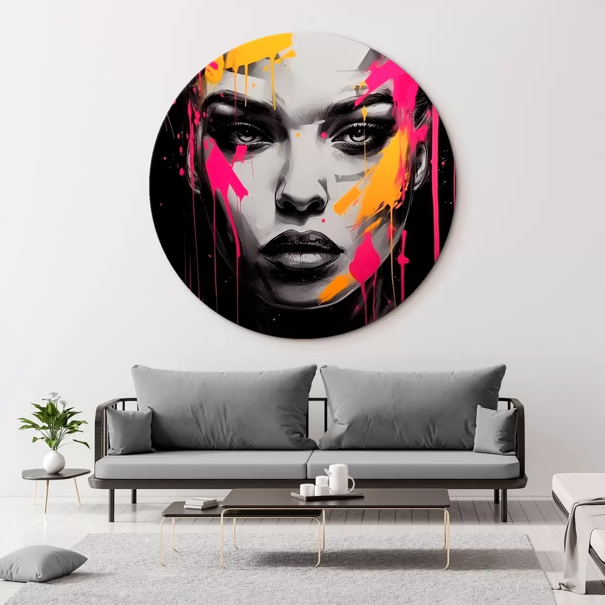 Okrągłe obrazy Czarno-biały portret kobiety r45319