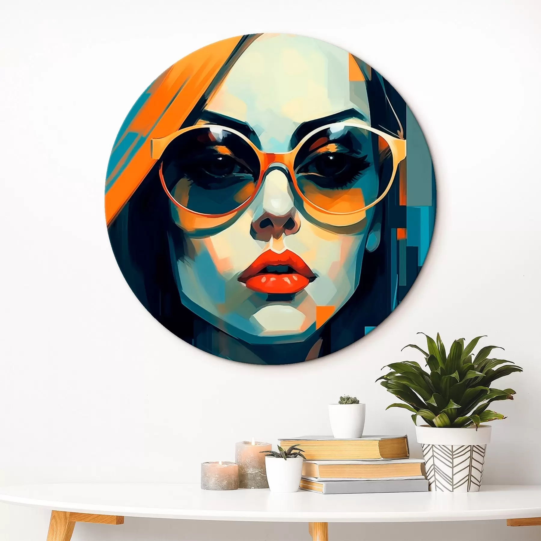 Obraz Kobieta w okularach przeciwsłonecznych w cyfrowym stylu pop-art r45327