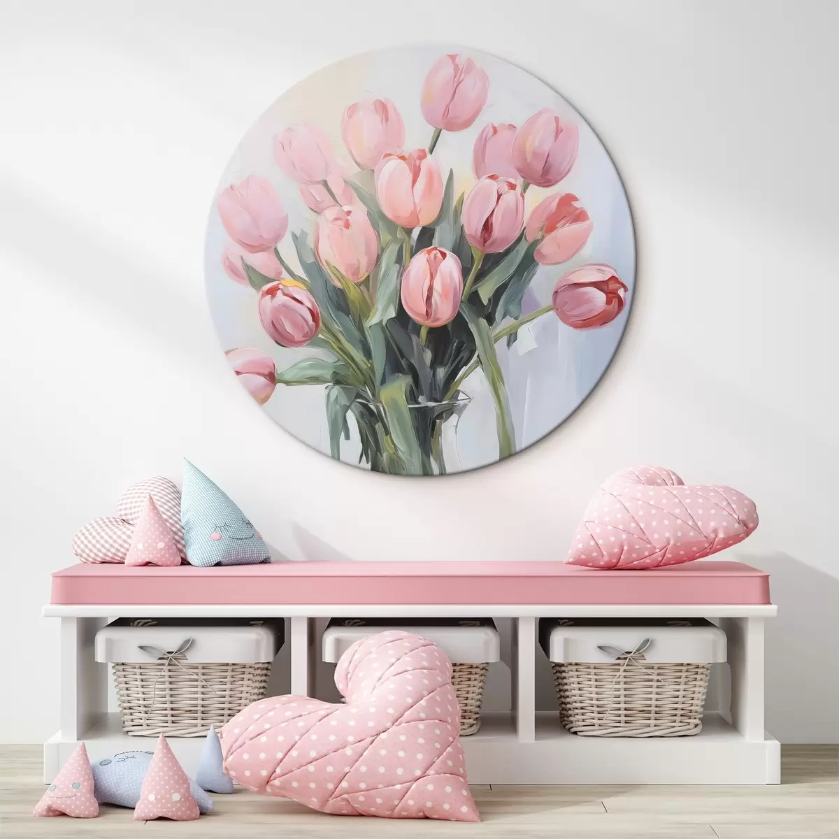 Okrągłe obrazy Tulipany w wazonie r45355