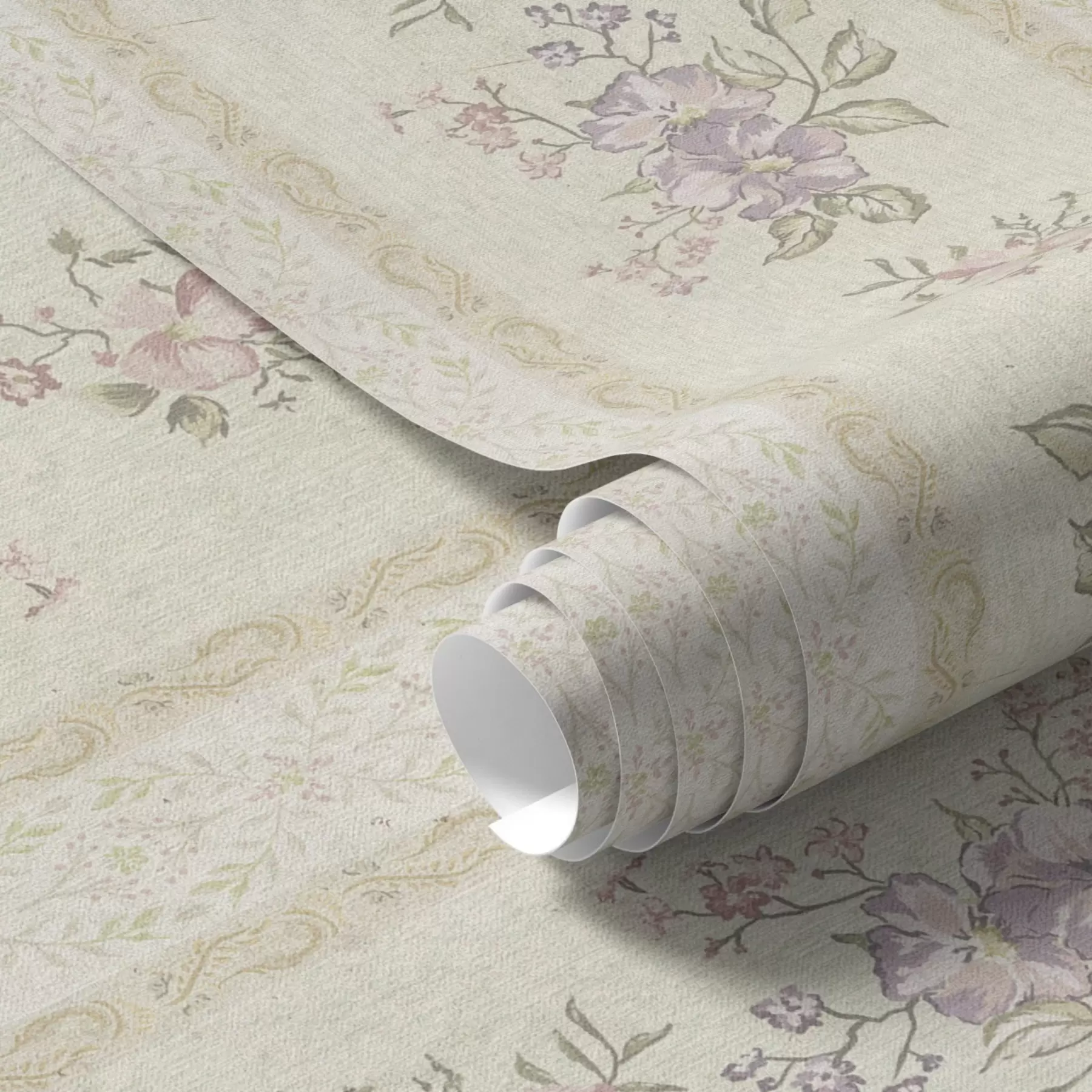 Fototapeta Vintage kwiaty na pasiastym tle z ornamentem a00440