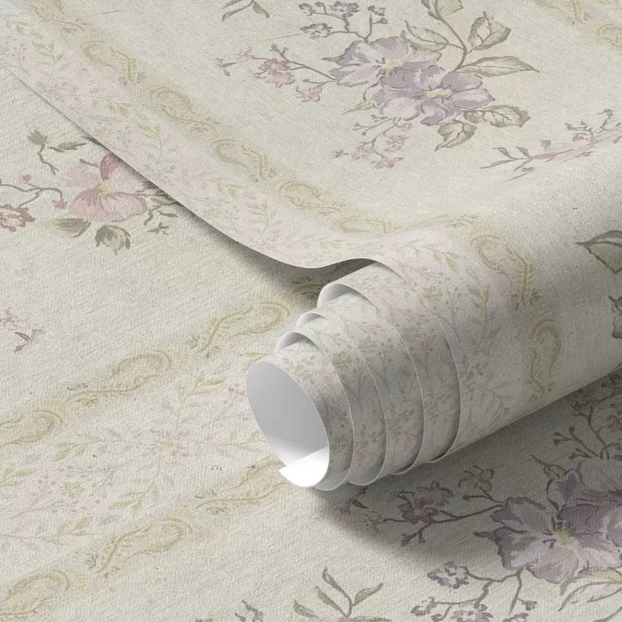 Fototapeta Vintage kwiaty na pasiastym tle z ornamentem a00440