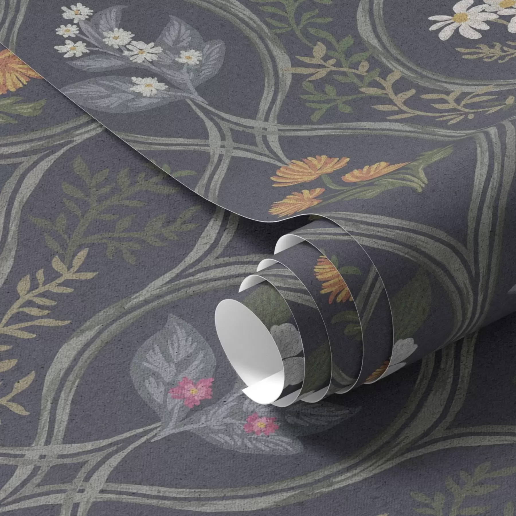 Fototapeta Ciemna ramka w stylu vintage z kolorowymi kwiatami ogrodowymi a00454