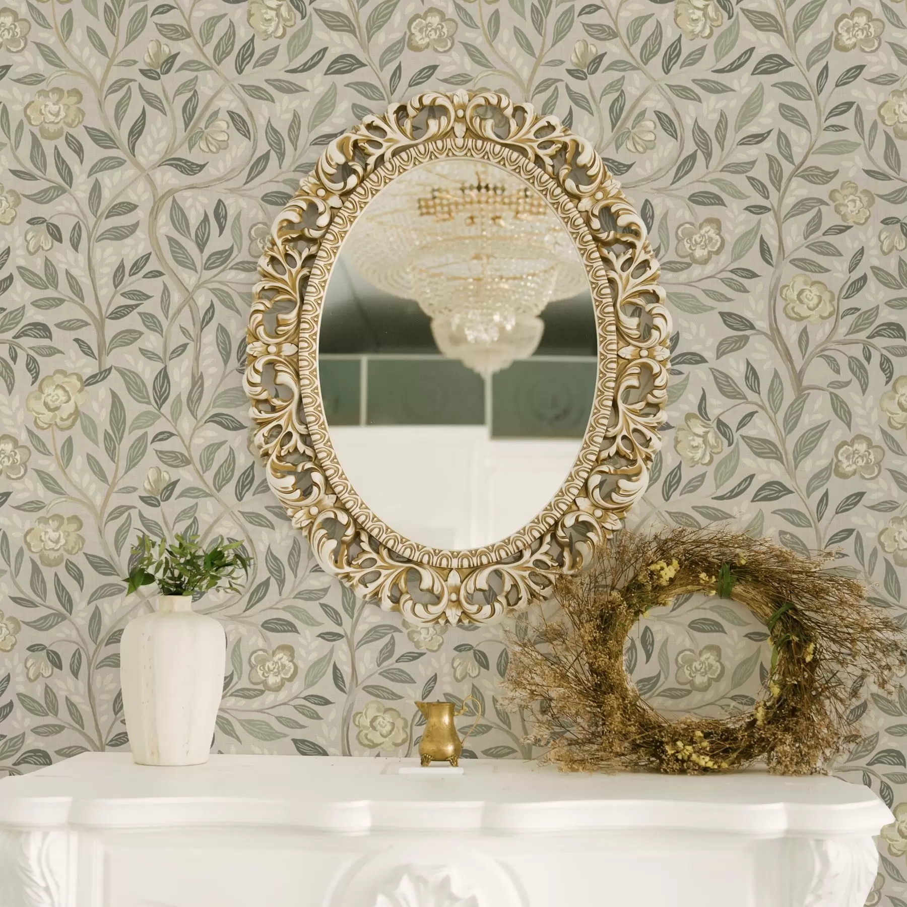 Fototapeta Kremowe róże i oliwkowe liście na zakurzonym różowym tle a00455