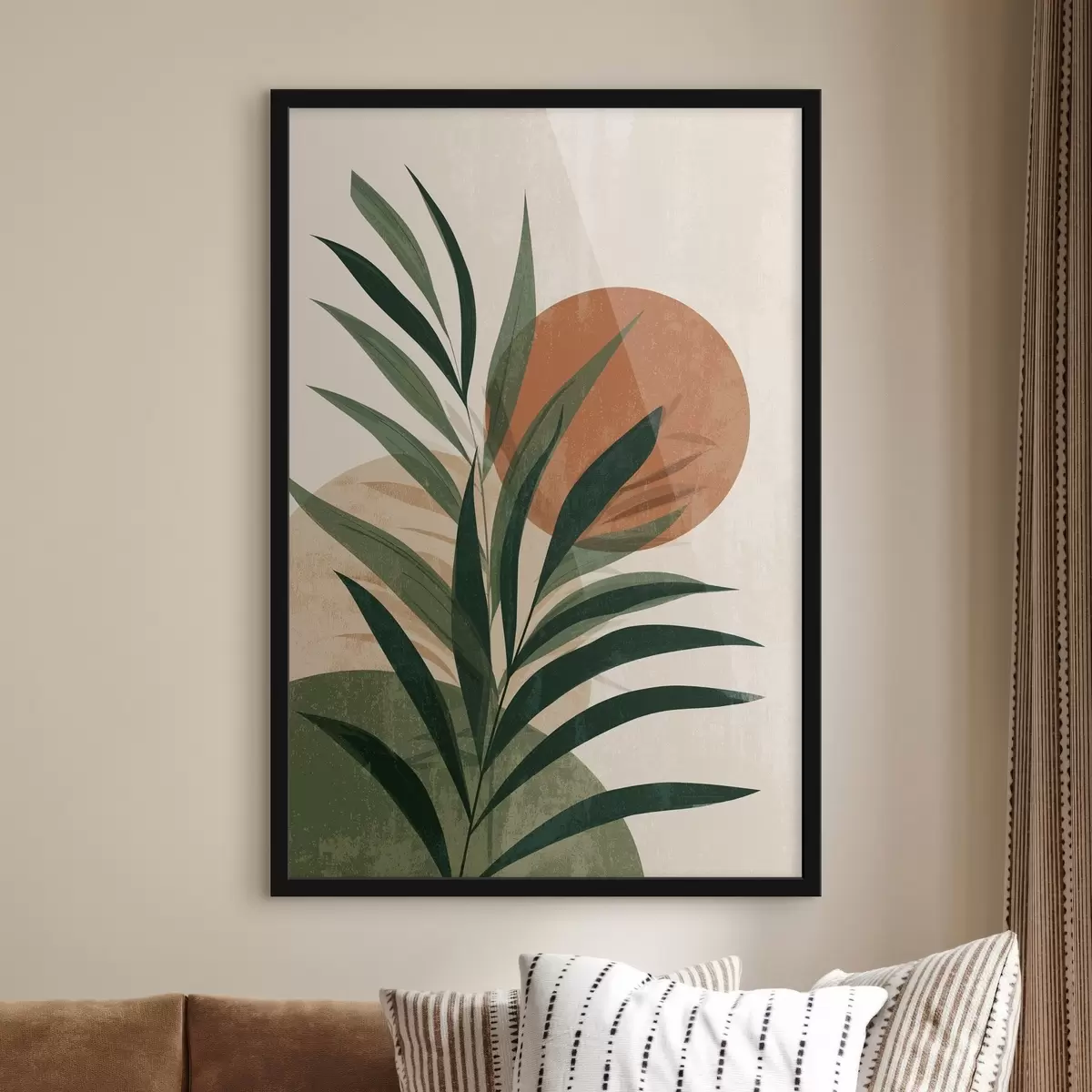 Plakat Zielone liście i zachód słońca f45394