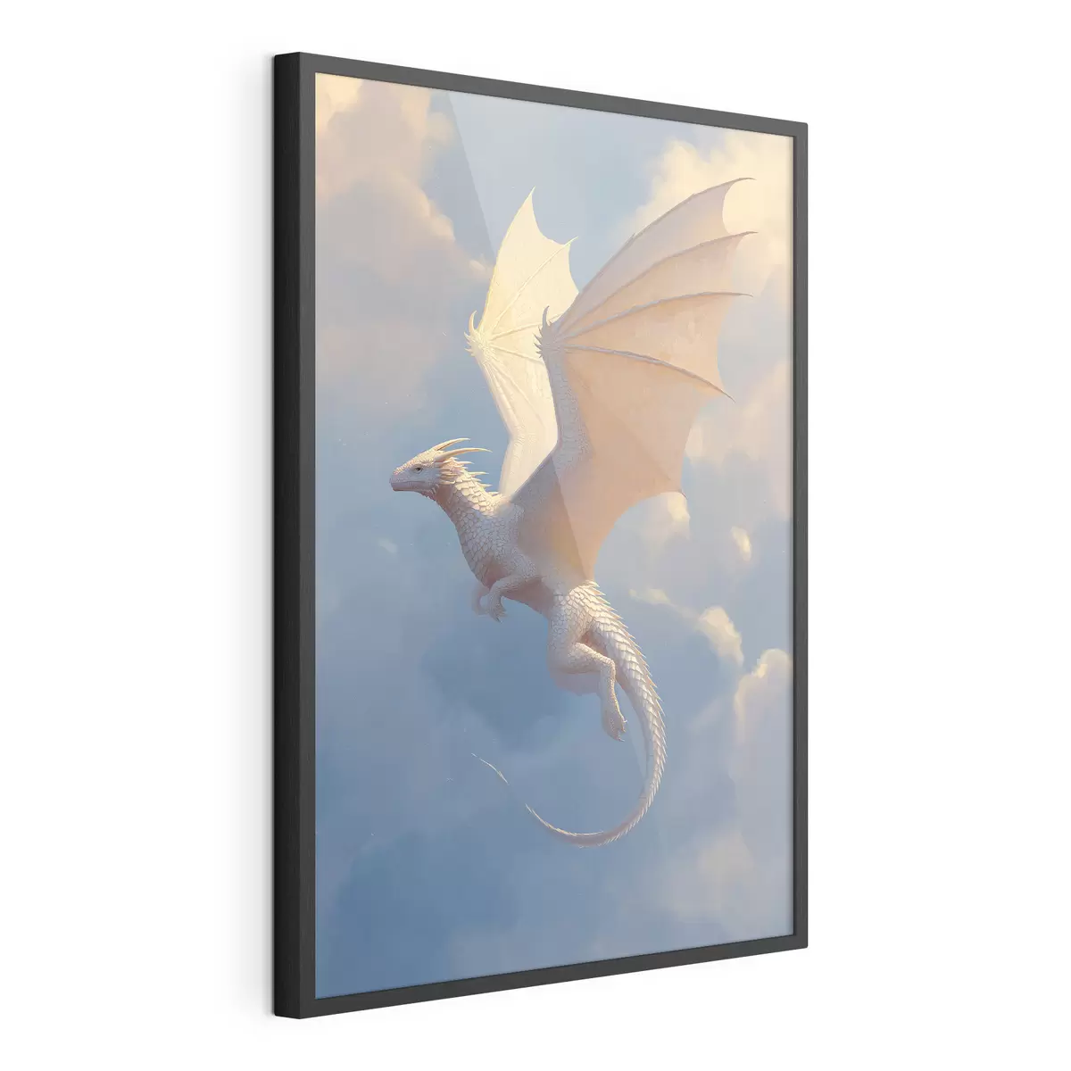 Plakat Biały smok na niebie f45415