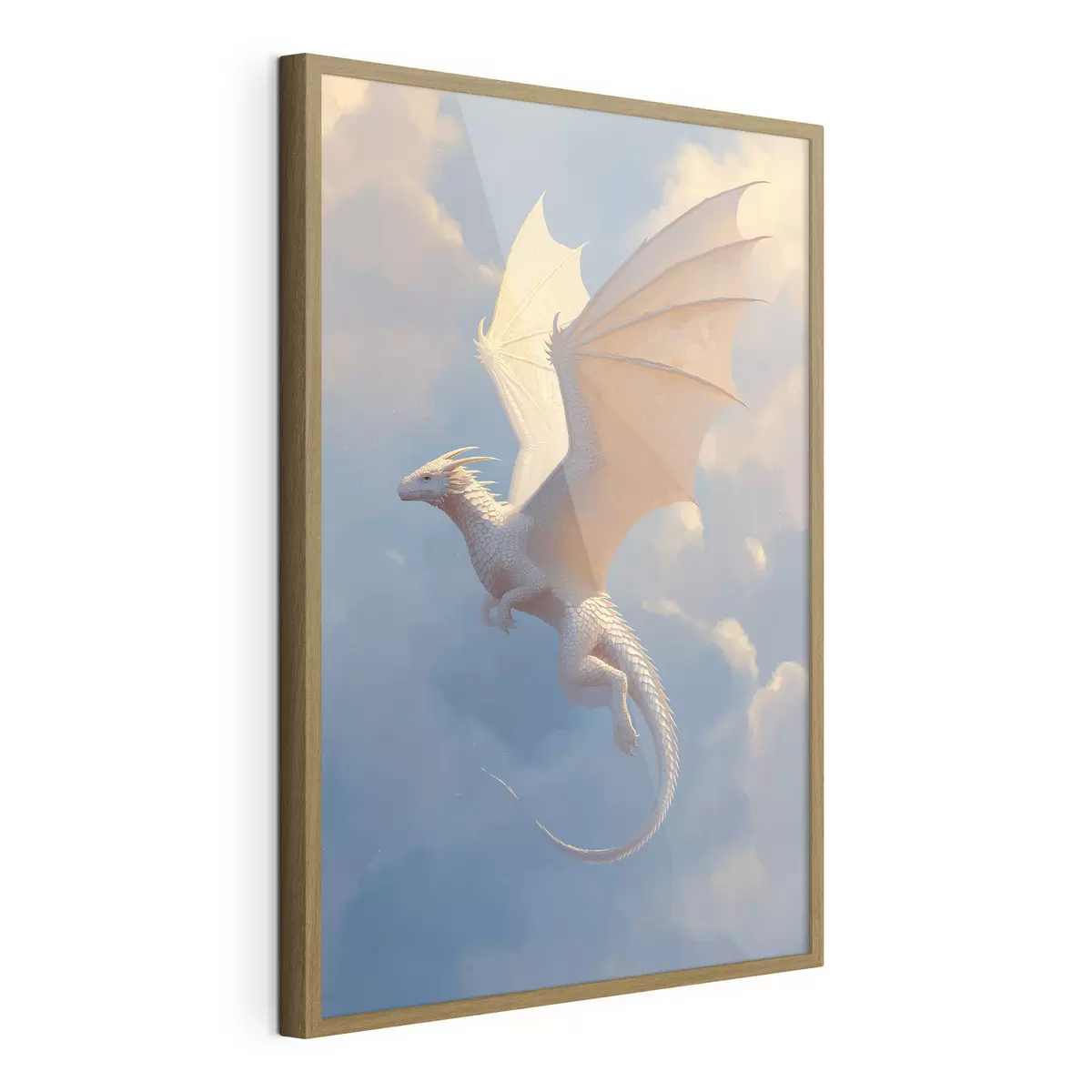 Plakat Biały smok na niebie f45415