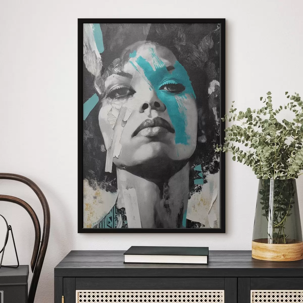 Plakat Portret mieszany z fragmentami kolorowych pociągnięć i tekstur f45416