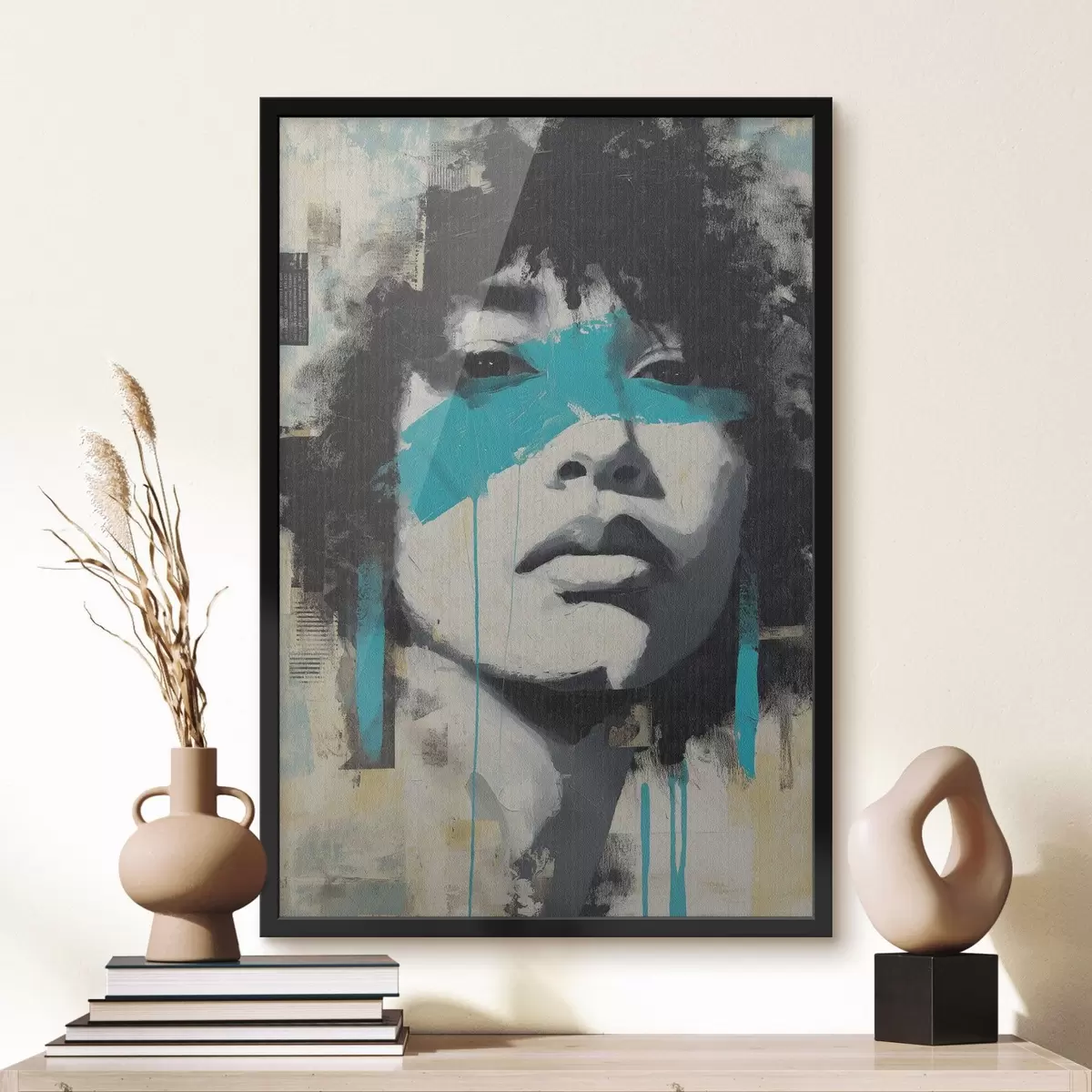Plakat Portret mieszany z fragmentami kolorowych pociągnięć i tekstur f45417