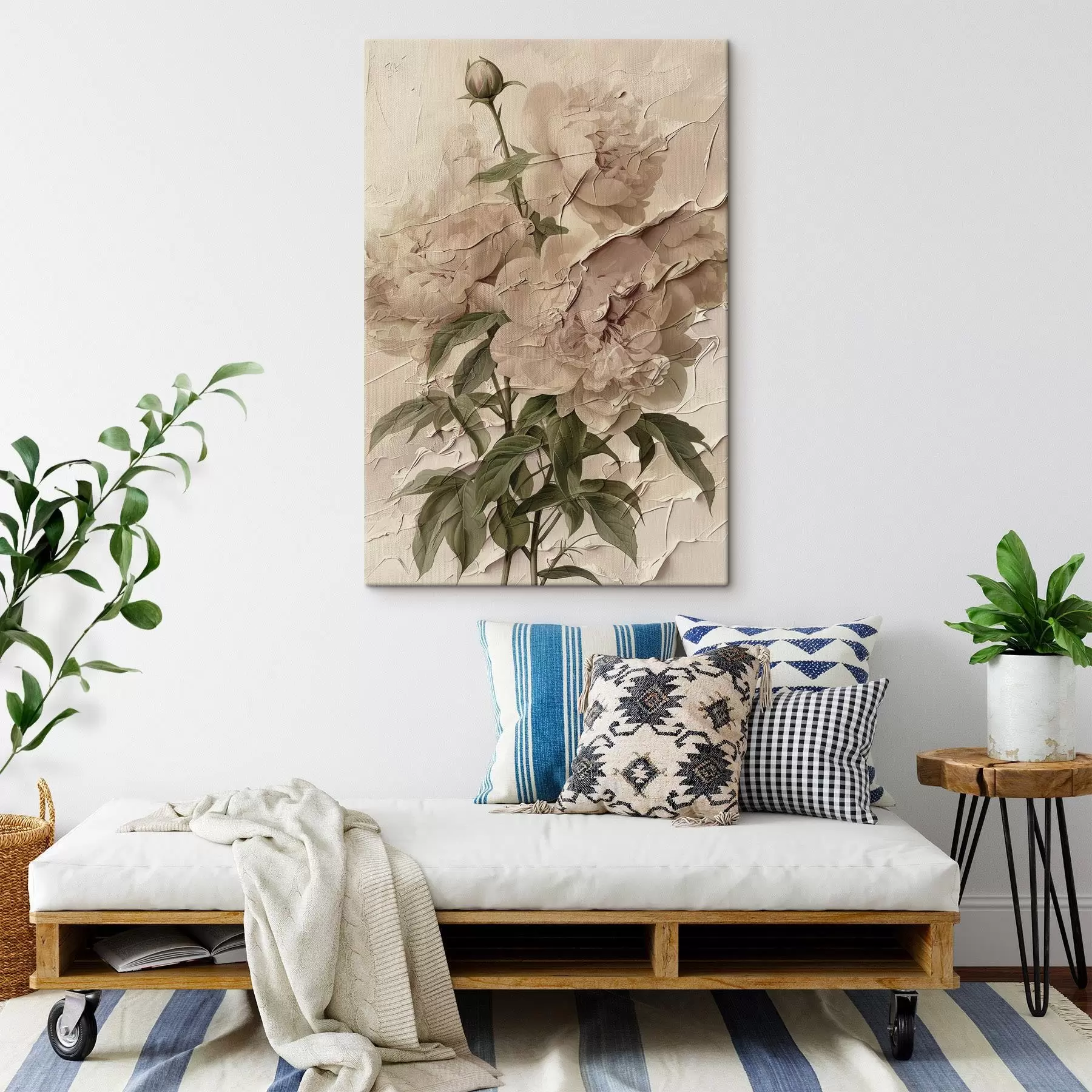 Obraz Bujny bukiet piwonii na jasnym tle s45337