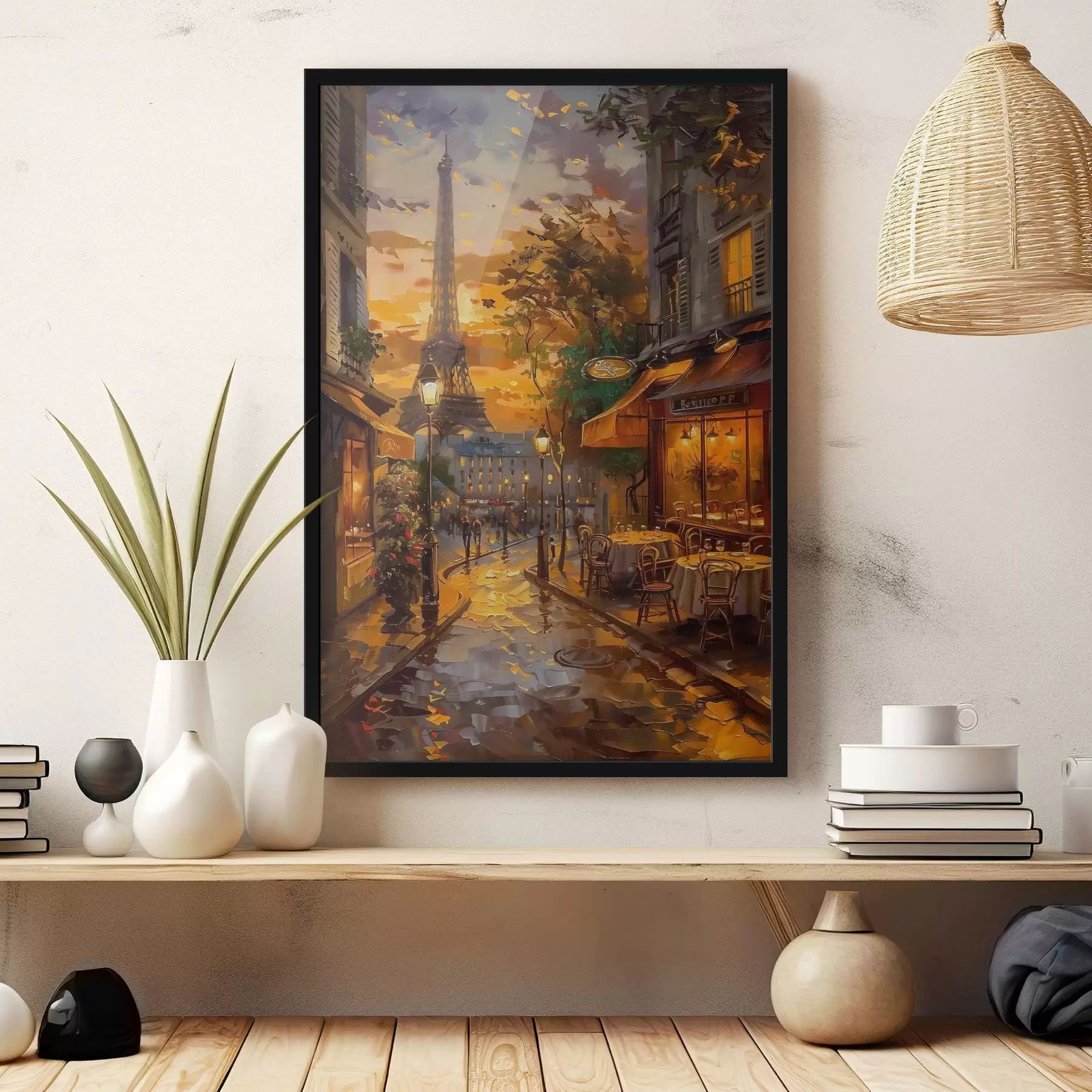 Fototapeta Ulica w Paryżu, efekt obrazu olejnego f45340