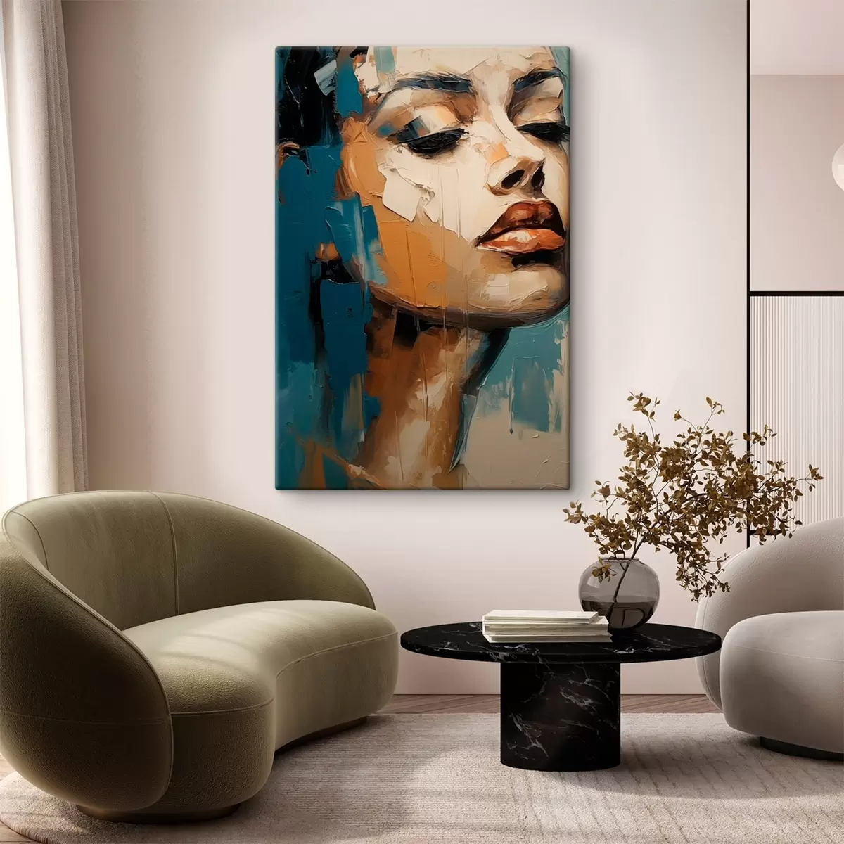Obraz Portret kobiety z zamkniętymi oczami s45439