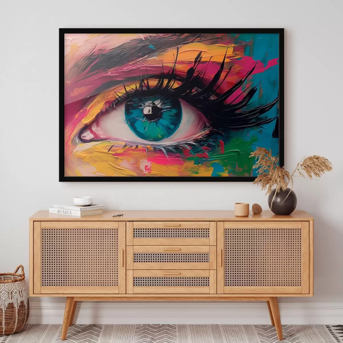Plakat Oko na abstrakcyjnym tle f45440