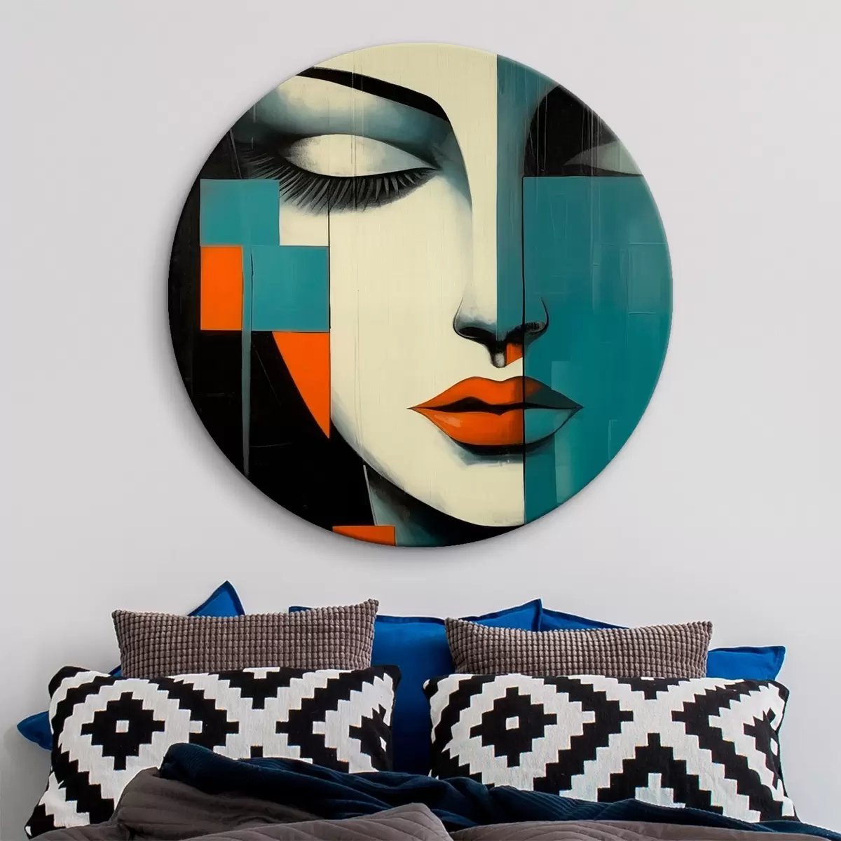 Okrągłe obrazy Abstrakcyjny portret kobiety r45438