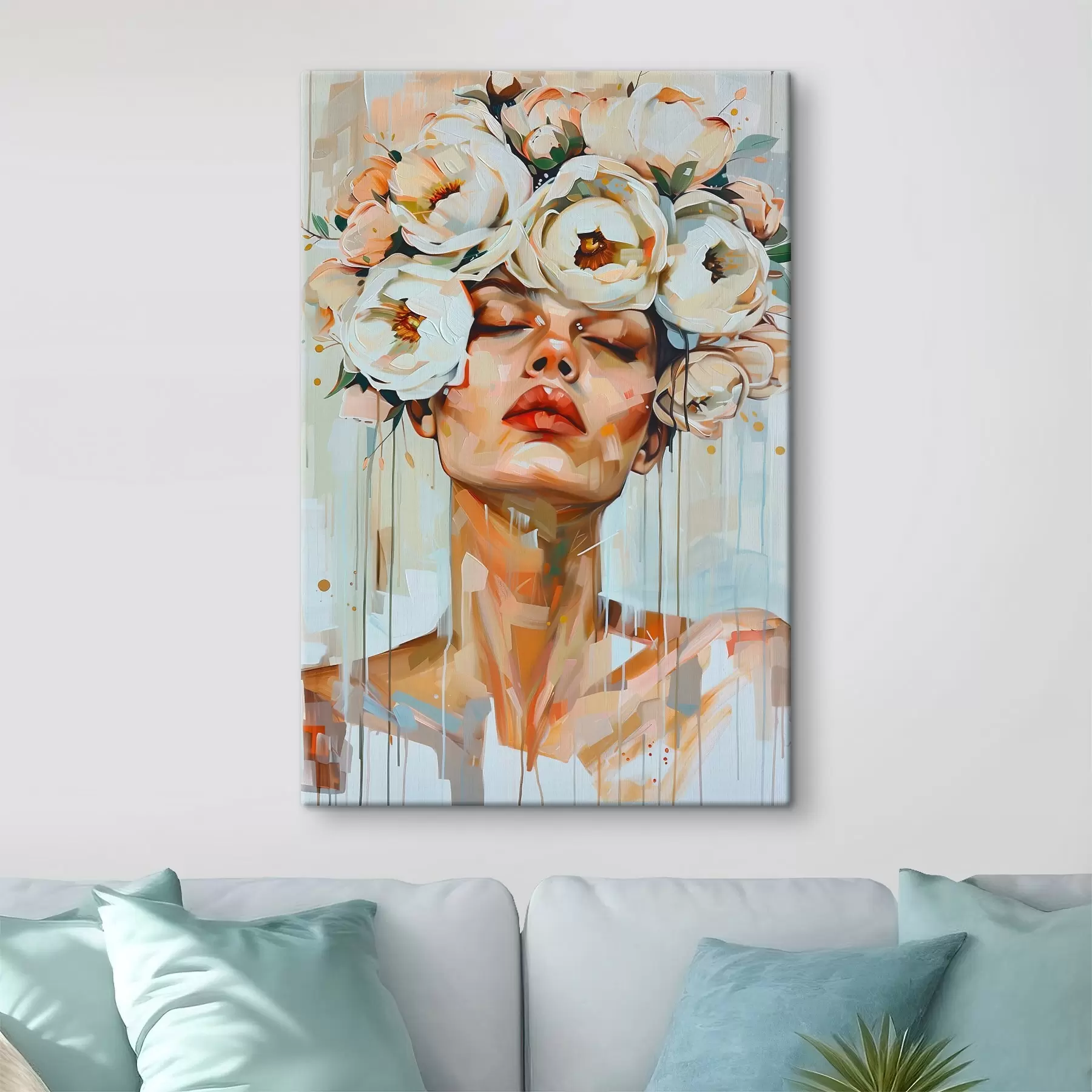 Obraz Portret kobiety z kwiatami s45370