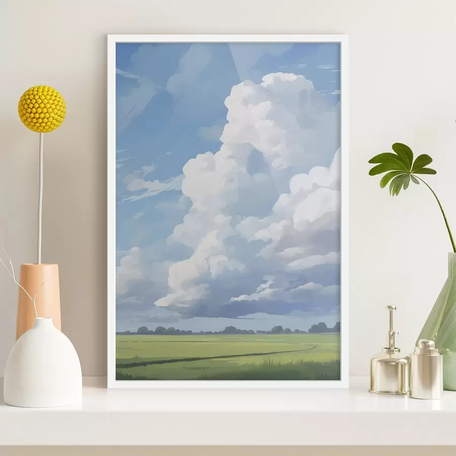 Fototapeta Pole na tle nieba z ogromnymi chmurami f45453