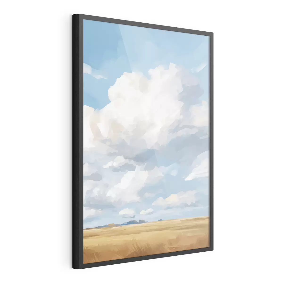 Plakat Pole pszenicy na tle nieba z ogromnymi chmurami f45454