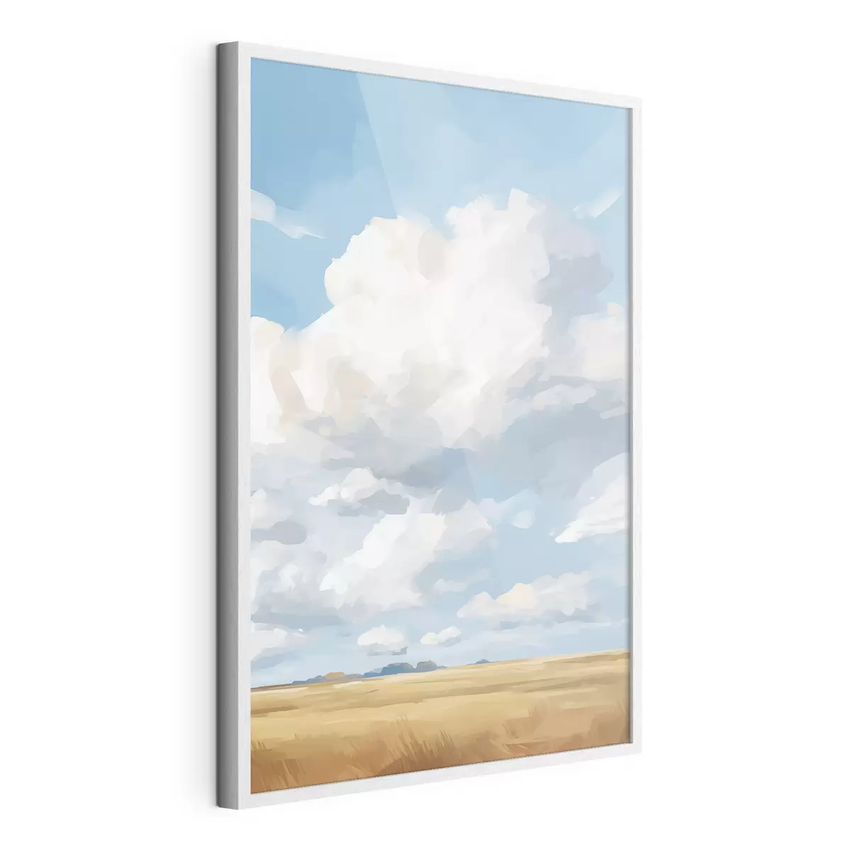 Plakat Pole pszenicy na tle nieba z ogromnymi chmurami f45454