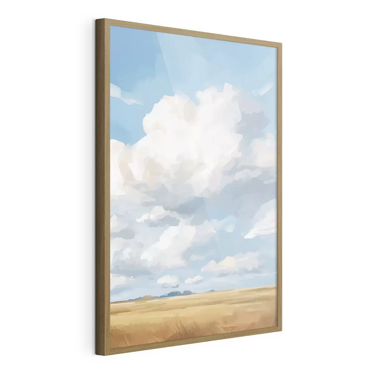Plakat Pole pszenicy na tle nieba z ogromnymi chmurami f45454