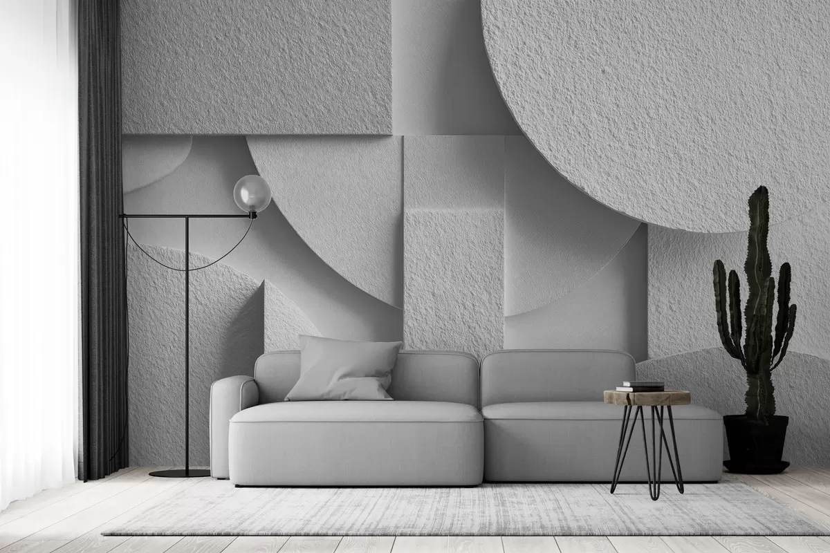 Fototapeta Abstrakcyjna kompozycja z białymi trójwymiarowymi kształtami geometrycznymi w04395v1