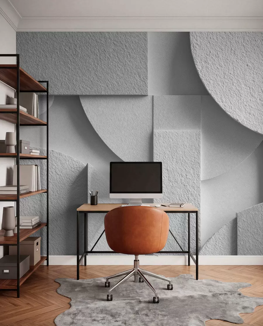 Fototapeta Abstrakcyjna kompozycja z białymi trójwymiarowymi kształtami geometrycznymi w04395v1