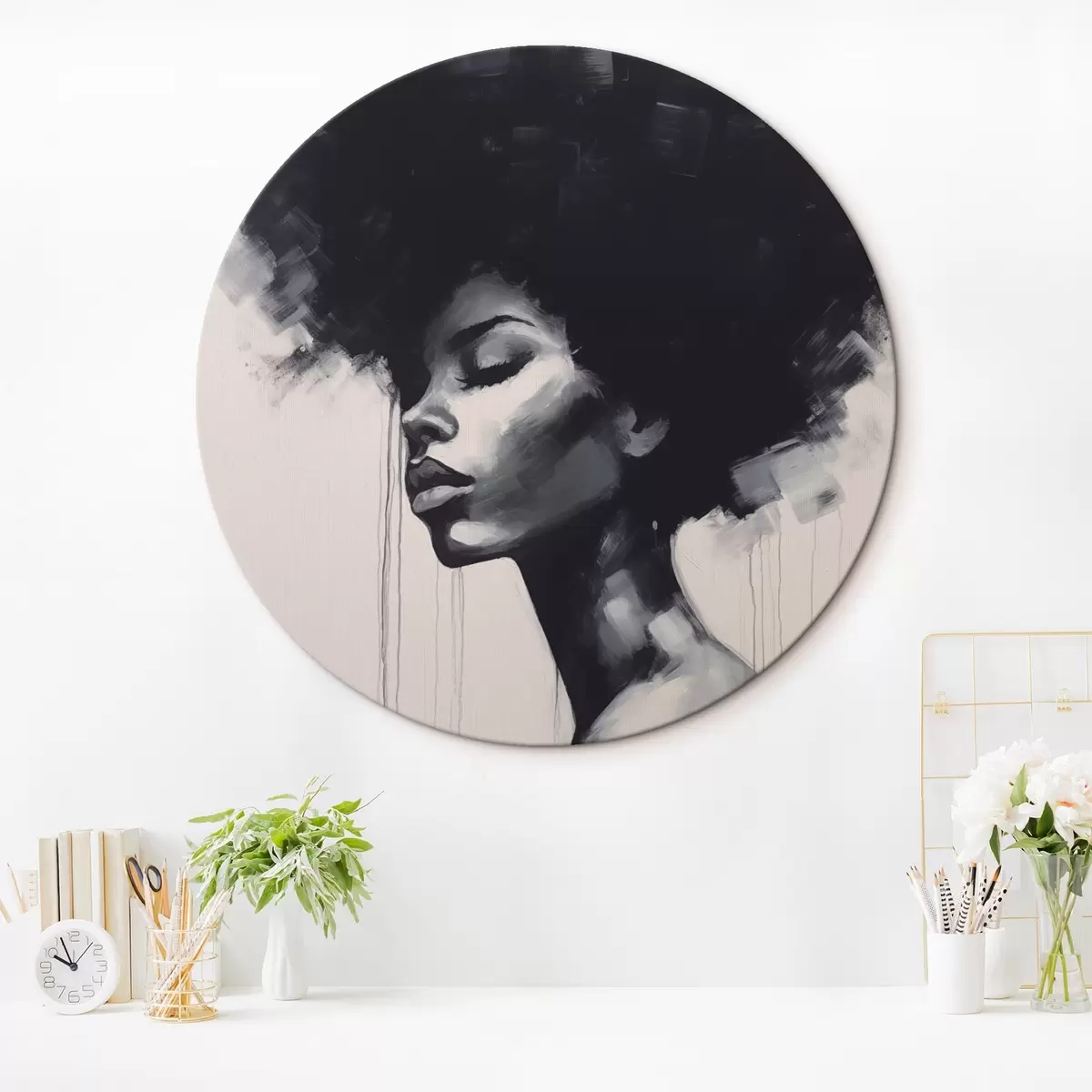 Okrągłe obrazy Abstrakcyjny portret kobiety r45464