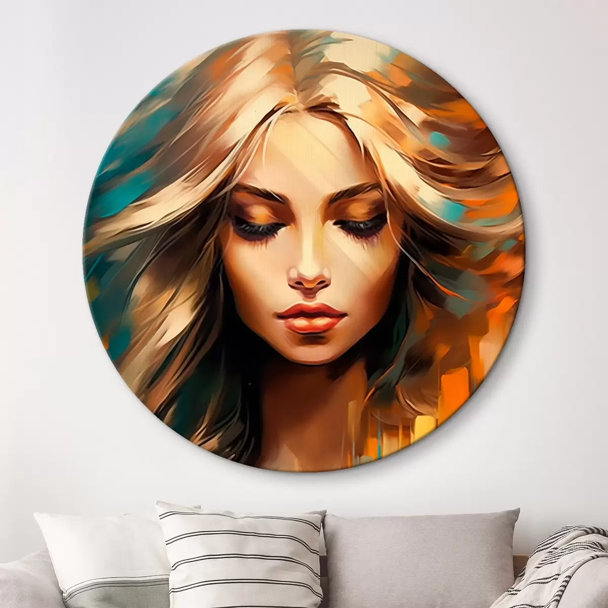 Okrągłe obrazy Abstrakcyjny portret kobiety r45469