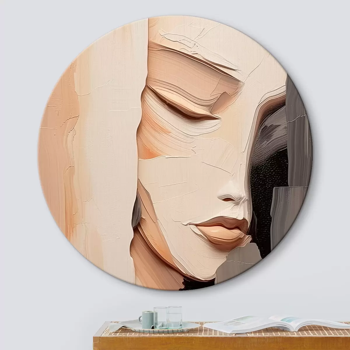 Okrągłe obrazy Abstrakcyjny portret kobiety r45478