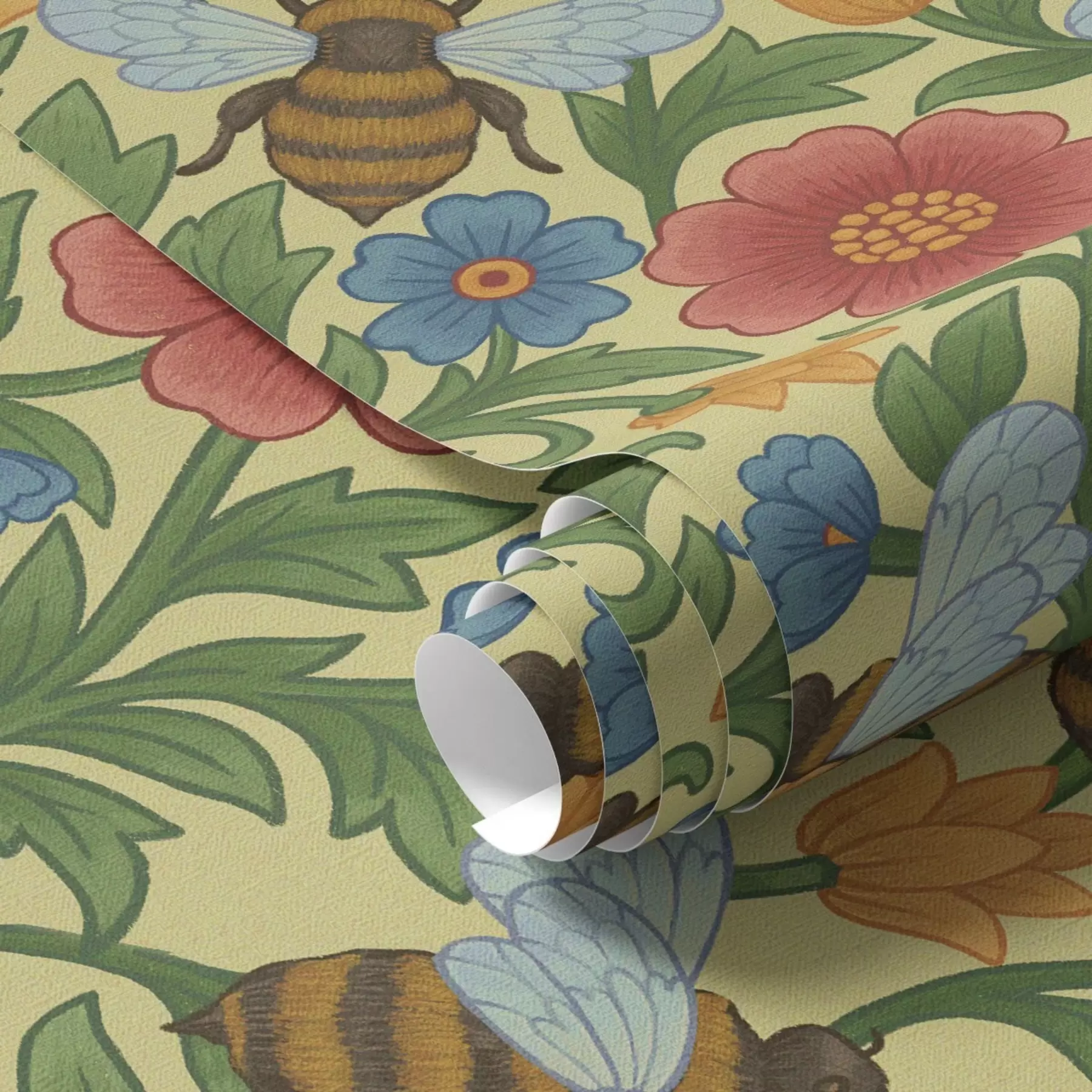 Fototapeta Jasne kwiaty z dużymi pszczołami a00315