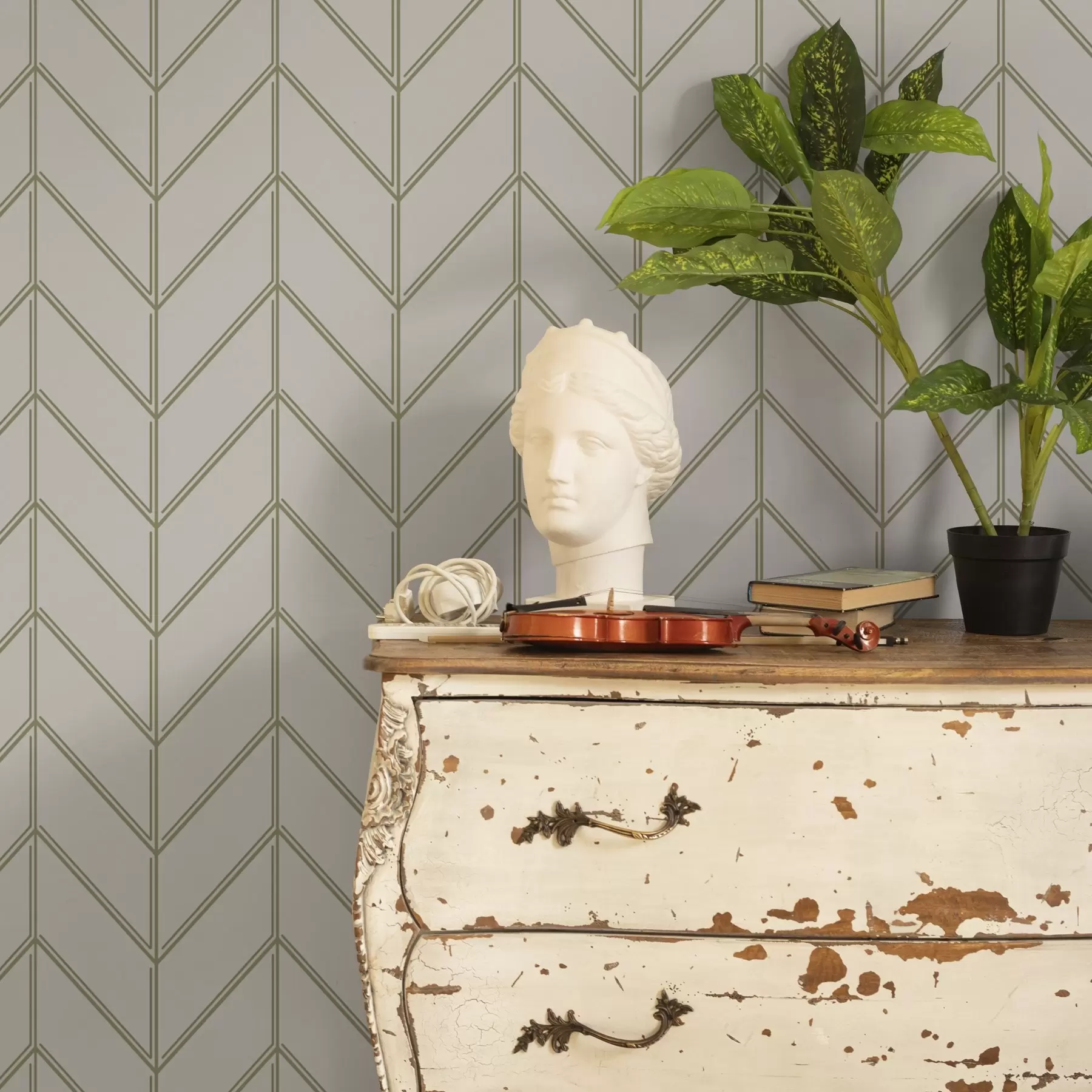 Fototapeta Geometria w postaci jodeł z podwójnymi liniami a00488