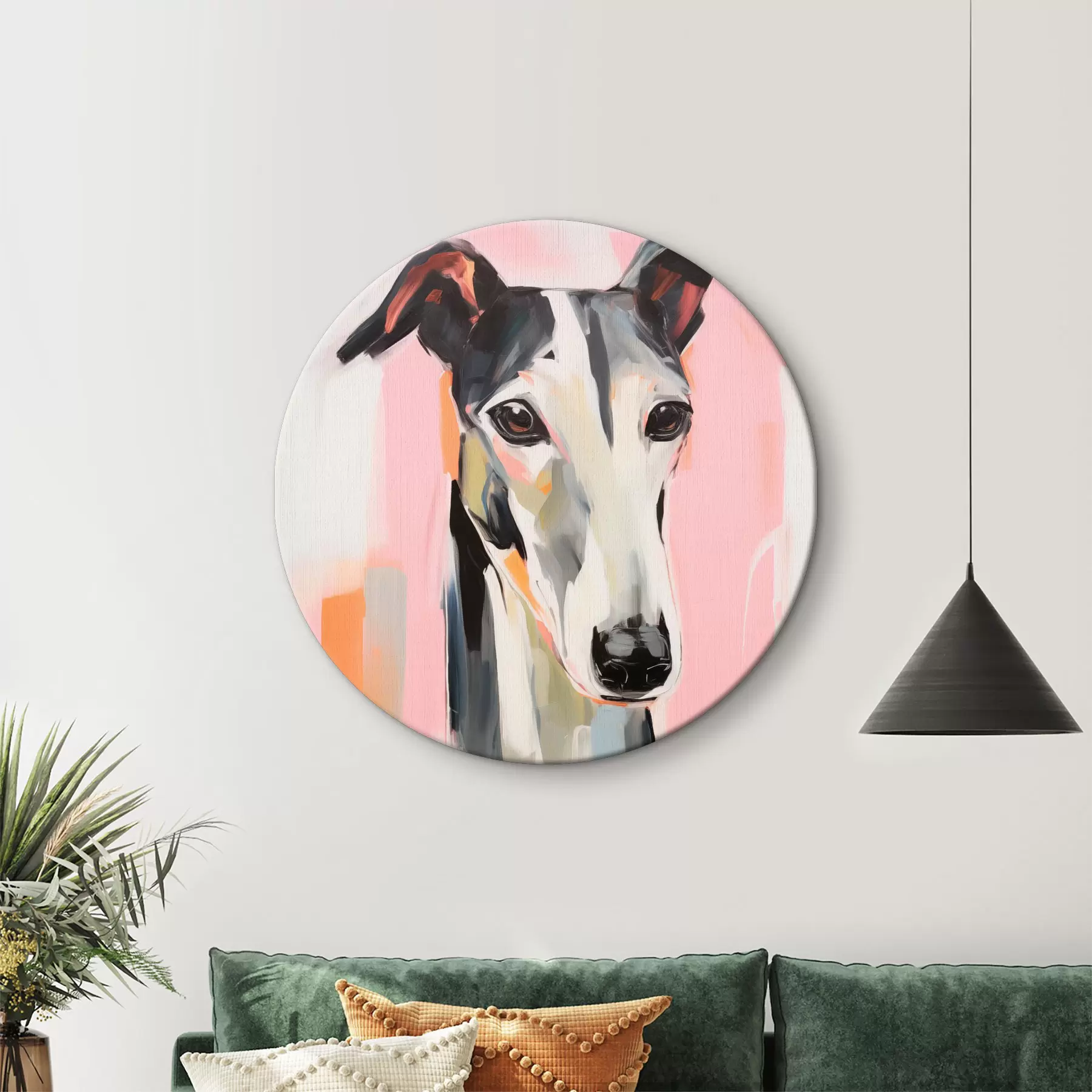 Obraz Chart na tle różowych, pomarańczowych i białych pociągnięć pędzla r45566