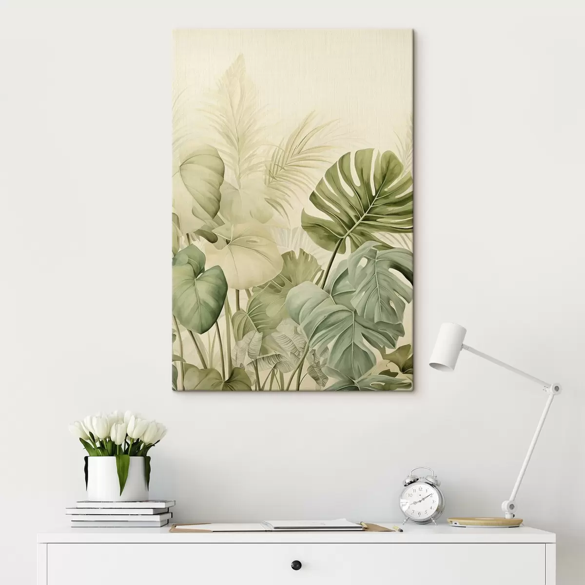 Obraz Liście tropikalne i liście Monstera s45615