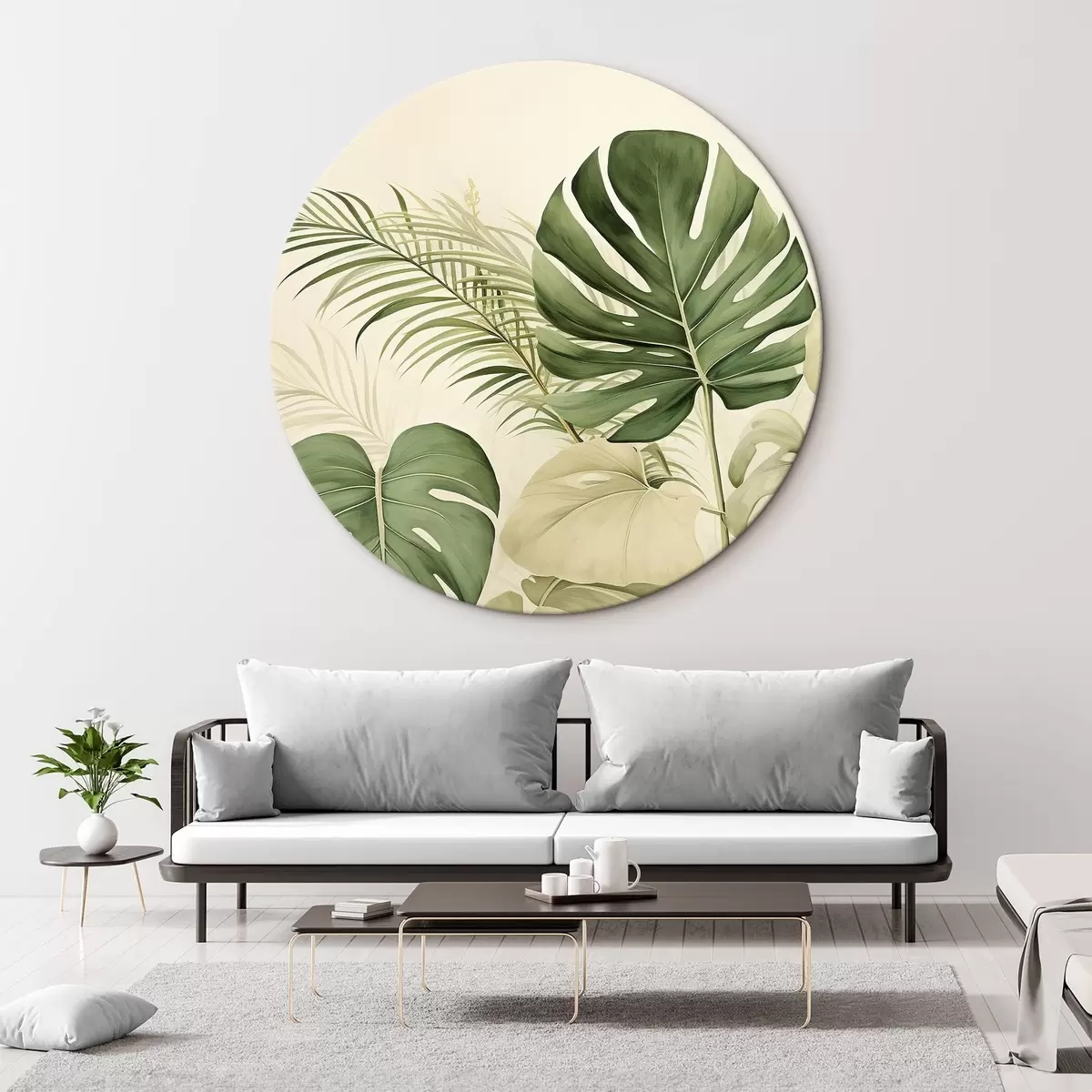 Okrągłe obrazy Liście Monstera i tropikalne r45614