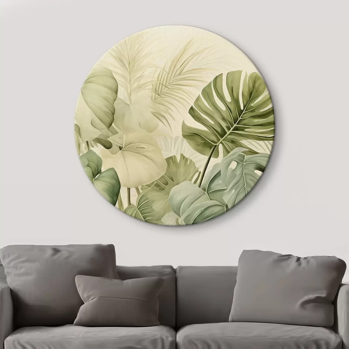 Okrągłe obrazy Liście tropikalne i liście Monstera r45615