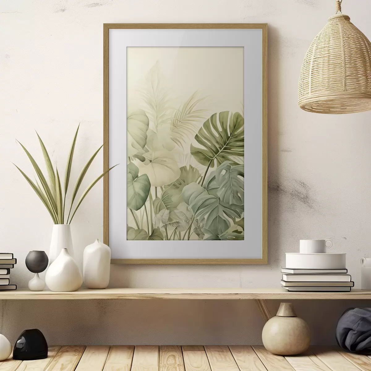 Plakat Liście tropikalne i liście Monstera f45615