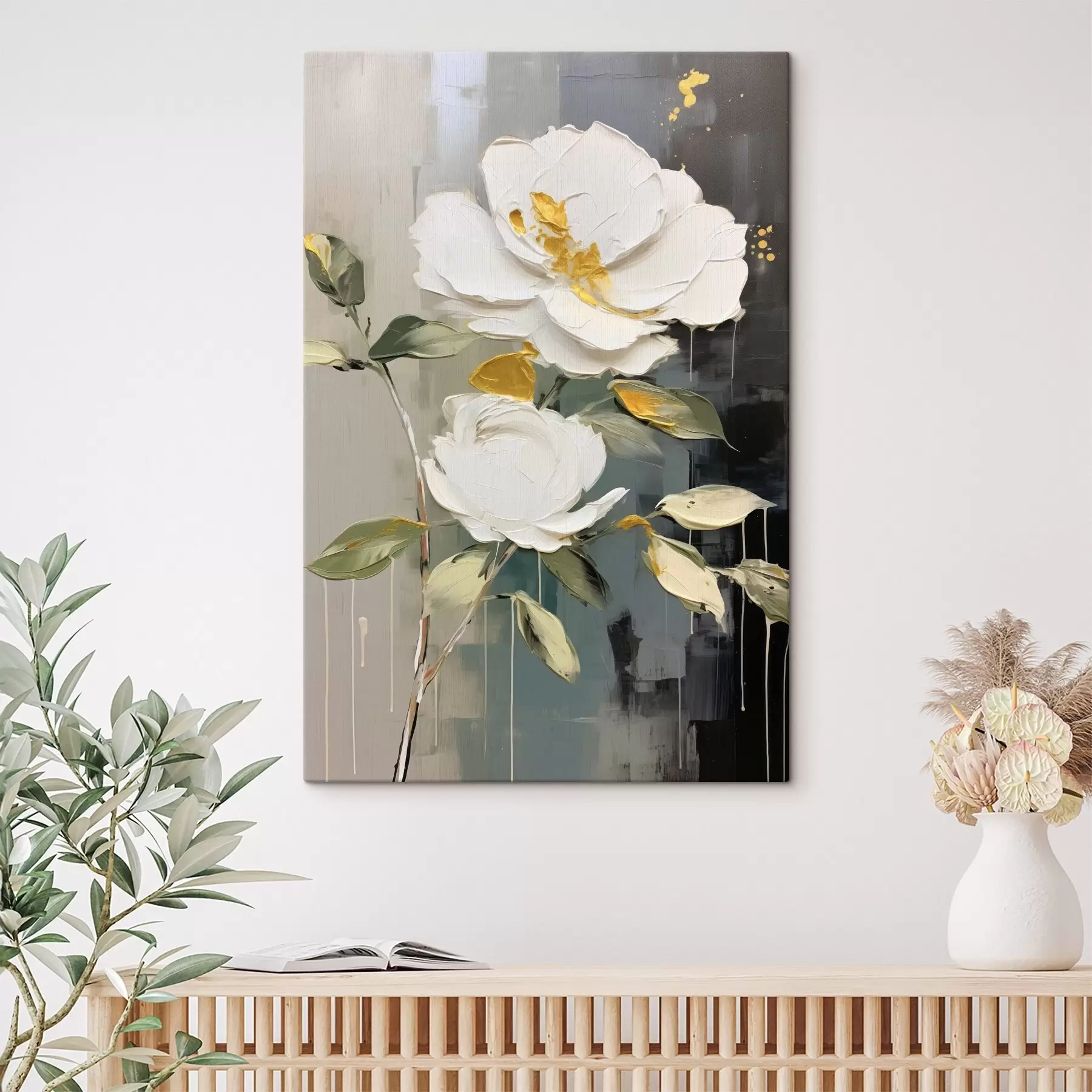 Obraz Obszerne kwiaty: motyw dekoracyjny w jasnych i ciemnych odcieniach s45531