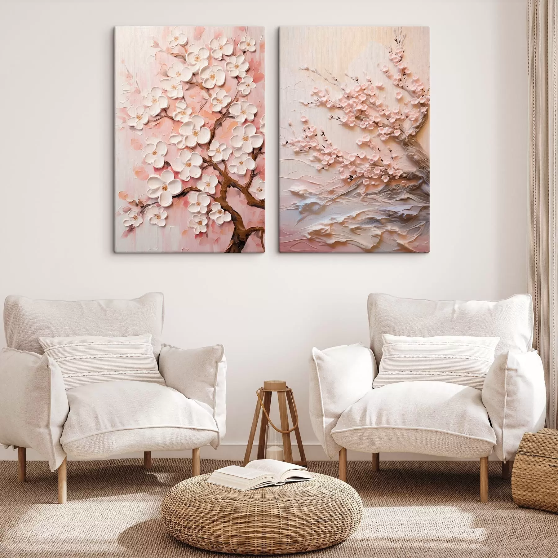 Obraz Kwitnąca sakura: kompozycja w stylu impasto m00638