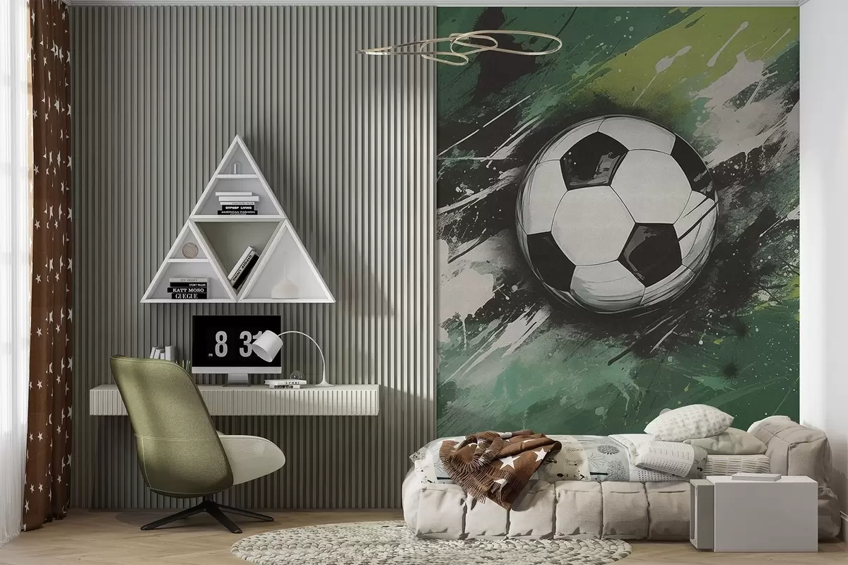 Fototapeta Piłka nożna z rozmytym graffiti w tle w04467