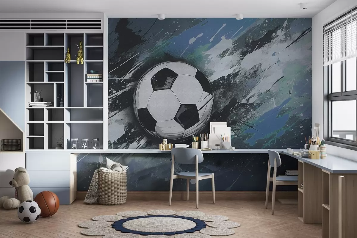 Fototapeta Piłka nożna z rozmytym graffiti w tle w04467v1