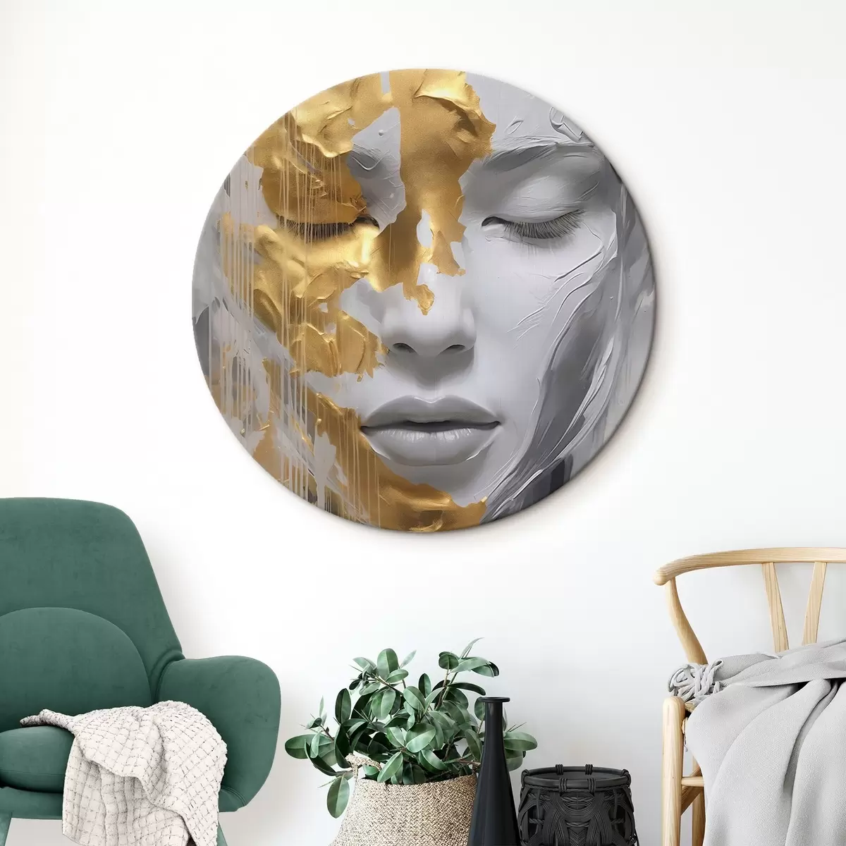 Okrągłe obrazy Abstrakcyjny portret kobiety r45448