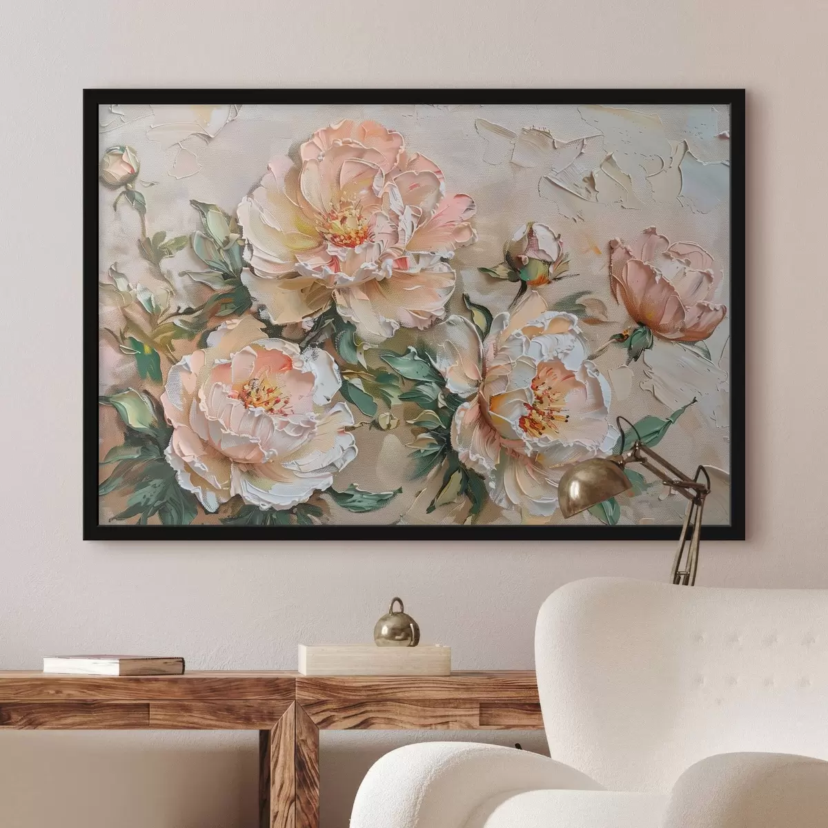 Plakat Imitacja impastu piwonii f45447