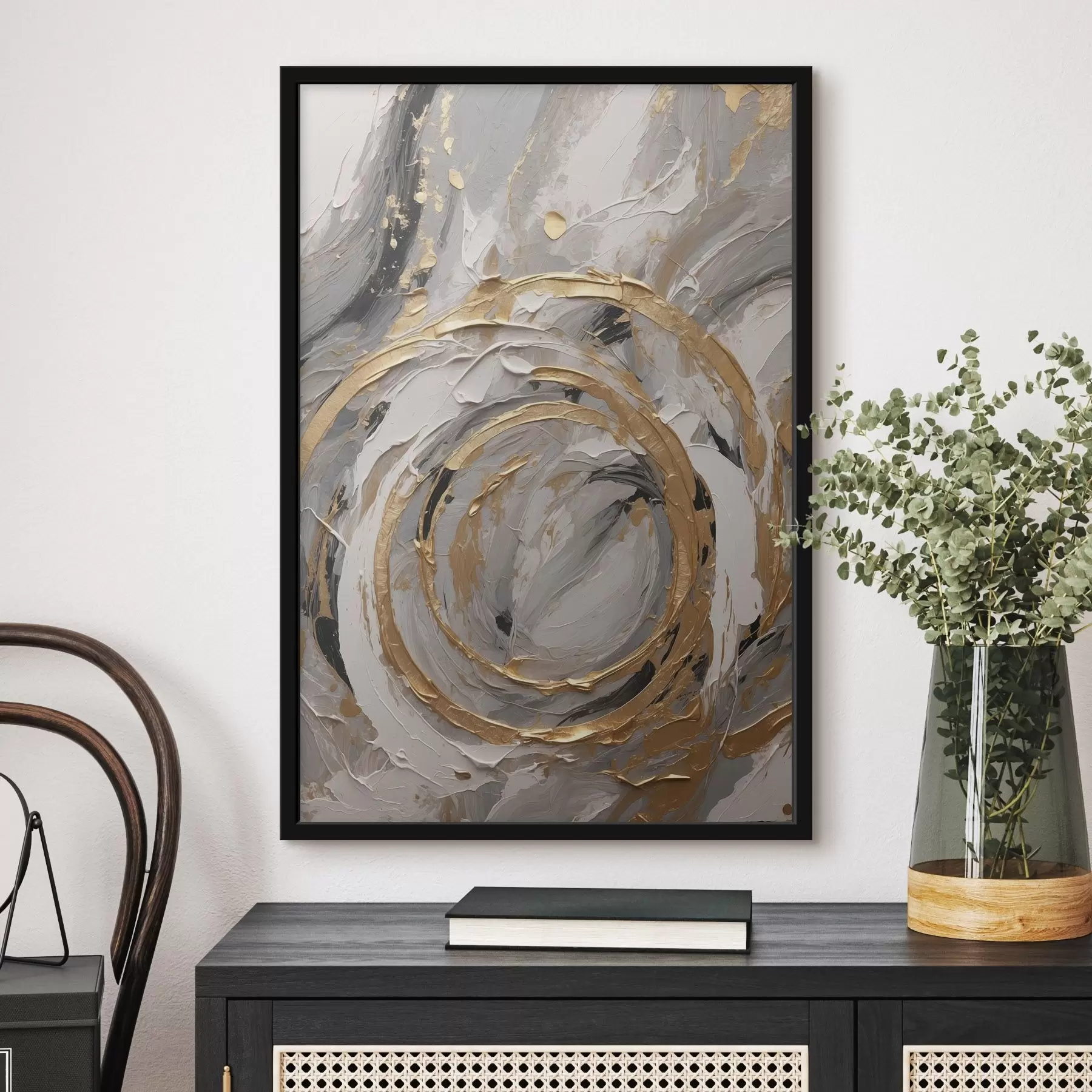 Fototapeta Abstrakcyjne koncentryczne koła w odcieniach szarości i bieli f45487