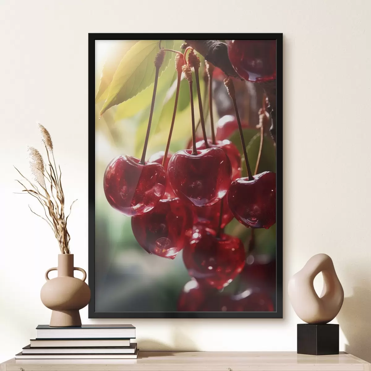Plakat Portret dziewczyny z abstrakcyjnym pomarańczowym obrazem f45498
