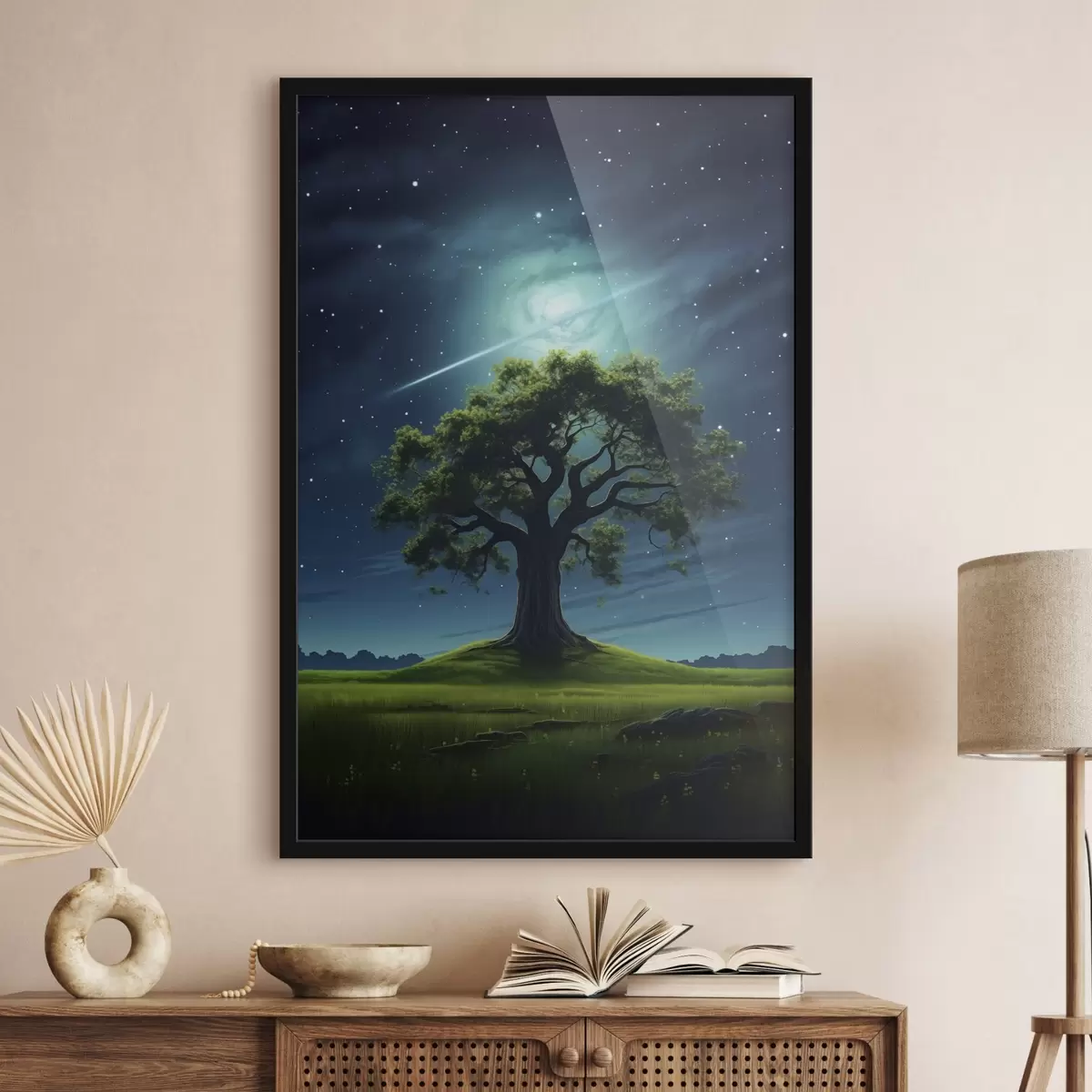 Plakat Krople deszczu na szkle z lampkami nocnymi f45503